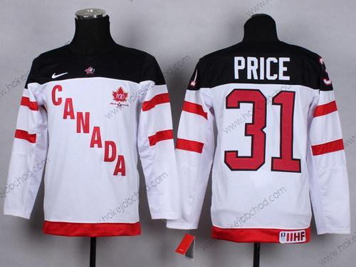 Nike Dětské 2014/15 Tým Kanady #31 Carey Price Bílý 100th Dres