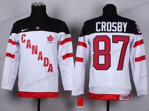 Nike Dětské 2014/15 Tým Kanady #87 Sidney Crosby Bílý 100th Dres