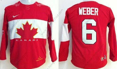 Nike Dětské 2014 Olympics Kanada #6 Shea Weber Červené Dres