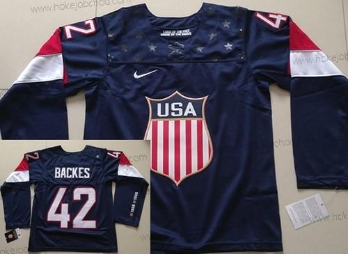 Nike Dětské 2014 Olympics USA #42 David Backes Námořnictvo Modrý Dres