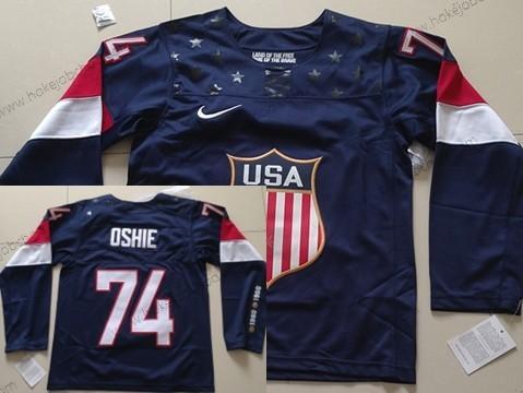 Nike Dětské 2014 Olympics USA #74 T. J. Oshie Námořnictvo Modrý Dres