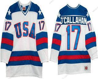 Nike Muž 1980 Olympics USA #17 Jack O’Callahan Bílý Sešitý Vintage Hokejový Dres