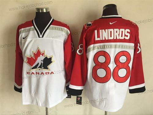 Nike Muž 1998 Tým Kanady #88 Eric Lindros Bílý Olympic Retro Sešitý Hokejový Dres