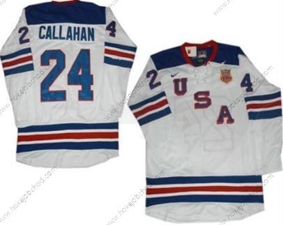 Nike Muž 2010 Olympics USA #24 Ryan Callahan Bílý Dres