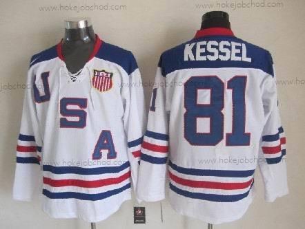 Nike Muž 2010 Olympics USA #81 Phil Kessel Bílý Dres