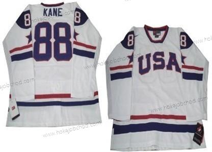 Nike Muž 2010 Olympics USA #88 Patrick Kane Bílý Transverse Letter Dres