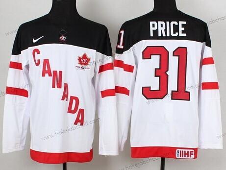 Nike Muž 2014/15 Tým Kanady #31 Carey Price Bílý 100th Dres