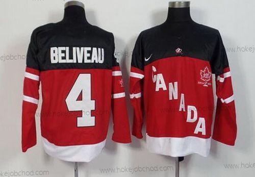 Nike Muž 2014/15 Tým Kanady #4 Jean Beliveau Retired Hráč Červené 100th Výročí Dres