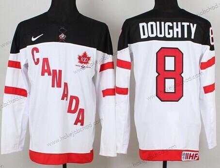 Nike Muž 2014/15 Tým Kanady #8 Drew Doughty Bílý 100th Dres