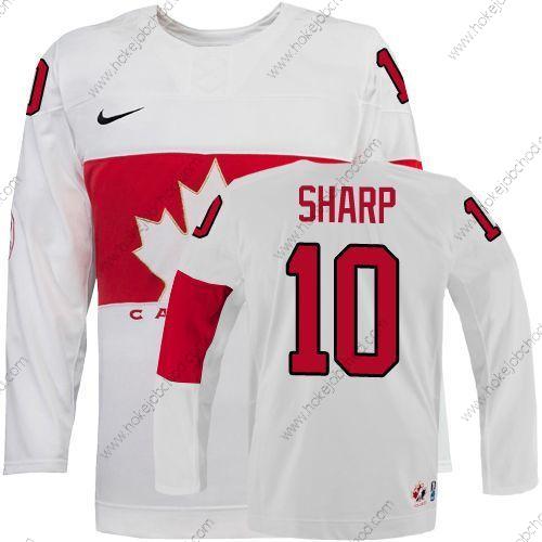 Nike Muž 2014 Olympics Kanada #10 Patrick Sharp Bílý Dres