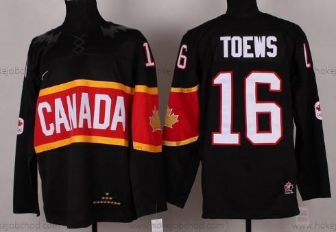 Nike Muž 2014 Olympics Kanada #16 Jonathan Toews Černá Dres