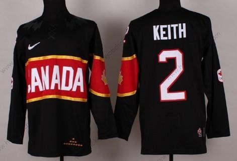 Nike Muž 2014 Olympics Kanada #2 Duncan Keith Černá Dres