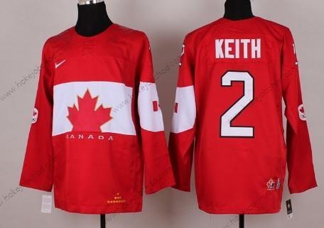 Nike Muž 2014 Olympics Kanada #2 Duncan Keith Červené Dres