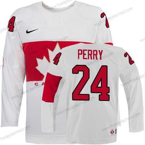 Nike Muž 2014 Olympics Kanada #24 Corey Perry Bílý Dres