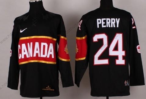 Nike Muž 2014 Olympics Kanada #24 Corey Perry Černá Dres