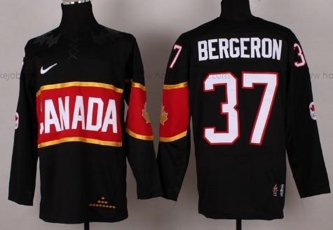 Nike Muž 2014 Olympics Kanada #37 Patrice Bergeron Černá Dres