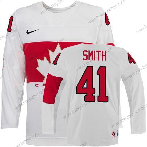 Nike Muž 2014 Olympics Kanada #41 Mike Smith Bílý Dres