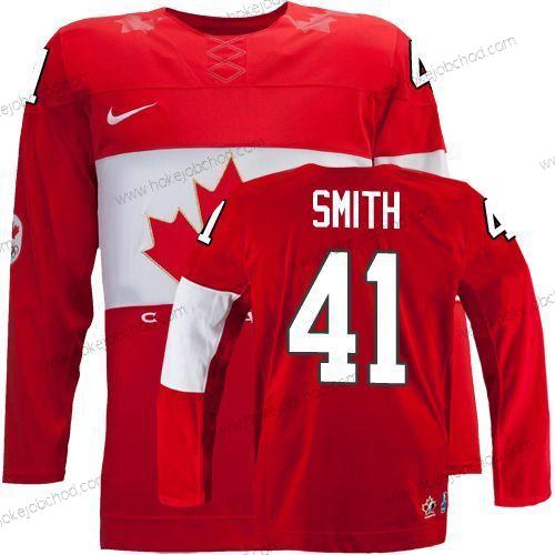 Nike Muž 2014 Olympics Kanada #41 Mike Smith Červené Dres