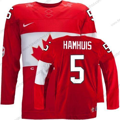 Nike Muž 2014 Olympics Kanada #5 Dan Hamhuis Červené Dres