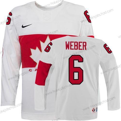 Nike Muž 2014 Olympics Kanada #6 Shea Weber Bílý Dres