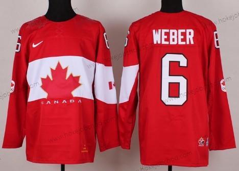 Nike Muž 2014 Olympics Kanada #6 Shea Weber Červené Dres