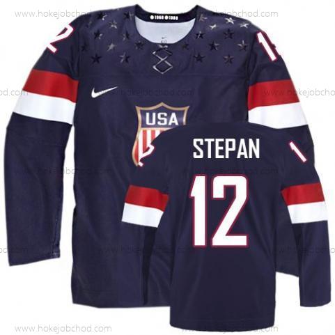 Nike Muž 2014 Olympics USA #12 Derek Stepan Námořnictvo Modrý Dres