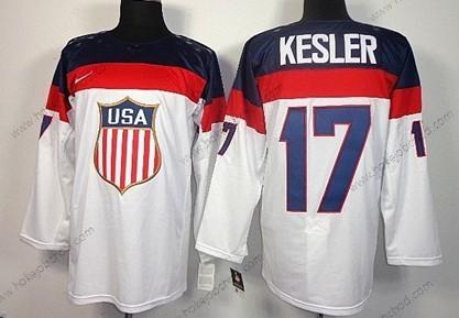 Nike Muž 2014 Olympics USA #17 Ryan Kesler Bílý Dres