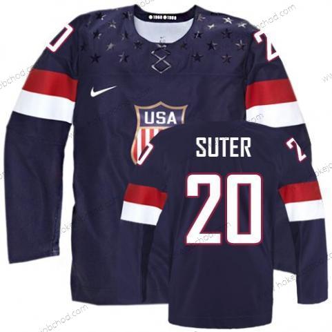 Nike Muž 2014 Olympics USA #20 Ryan Suter Námořnictvo Modrý Dres