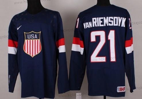 Nike Muž 2014 Olympics USA #21 James Van Riemsdyk Námořnictvo Modrý Dres