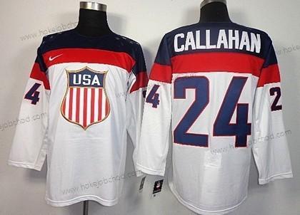 Nike Muž 2014 Olympics USA #24 Ryan Callahan Bílý Dres