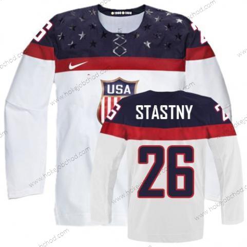 Nike Muž 2014 Olympics USA #26 Paul Stastny Bílý Dres