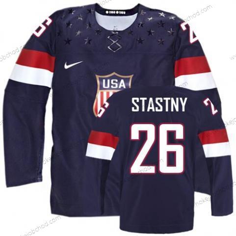 Nike Muž 2014 Olympics USA #26 Paul Stastny Námořnictvo Modrý Dres