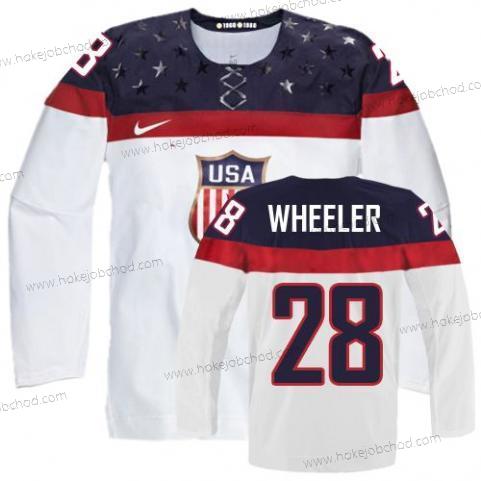 Nike Muž 2014 Olympics USA #28 Blake Wheeler Bílý Dres