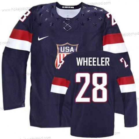 Nike Muž 2014 Olympics USA #28 Blake Wheeler Námořnictvo Modrý Dres