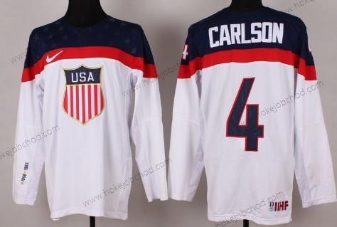 Nike Muž 2014 Olympics USA #4 John Carlson Bílý Dres