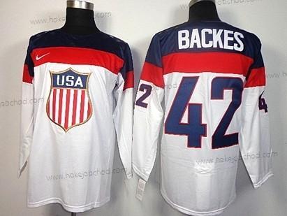 Nike Muž 2014 Olympics USA #42 David Backes Bílý Dres