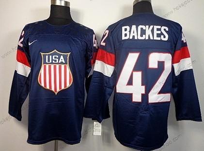 Nike Muž 2014 Olympics USA #42 David Backes Námořnictvo Modrý Dres