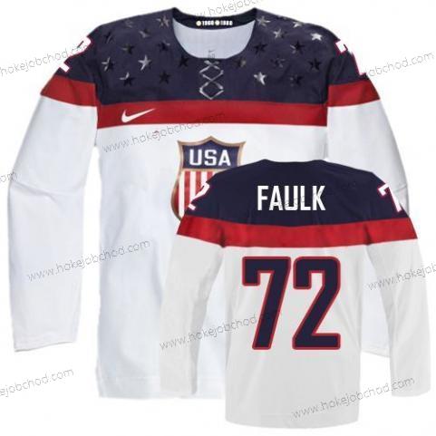 Nike Muž 2014 Olympics USA #72 Justin Faulk Bílý Dres