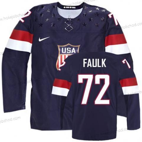 Nike Muž 2014 Olympics USA #72 Justin Faulk Námořnictvo Modrý Dres