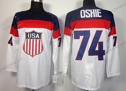 Nike Muž 2014 Olympics USA #74 T. J. Oshie Bílý Dres