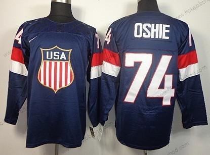 Nike Muž 2014 Olympics USA #74 T. J. Oshie Námořnictvo Modrý Dres