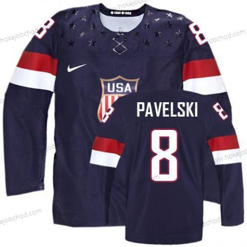 Nike Muž 2014 Olympics USA #8 Joe Pavelski Námořnictvo Modrý Dres