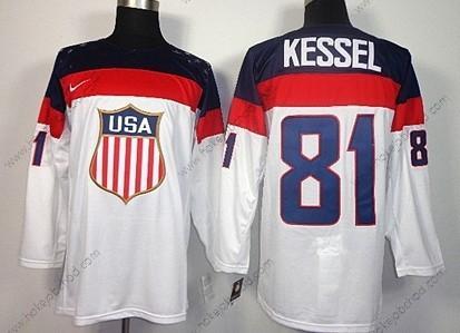 Nike Muž 2014 Olympics USA #81 Phil Kessel Bílý Dres