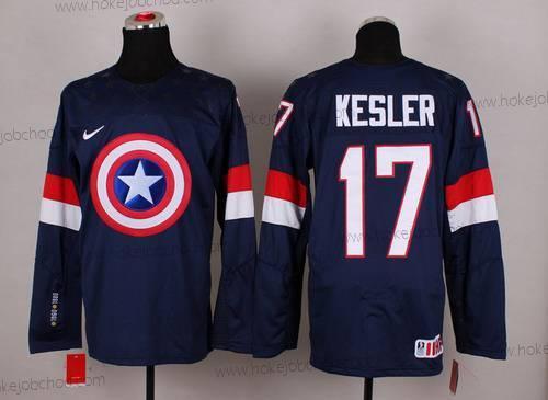 Nike Muž 2015 Tým USA #17 Ryan Kesler Captain Amerika Námořnictvo Modrý Dres