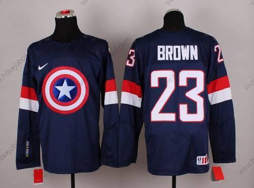 Nike Muž 2015 Tým USA #23 Dustin Brown Captain Amerika Námořnictvo Modrý Dres