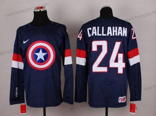 Nike Muž 2015 Tým USA #24 Ryan Callahan Captain Amerika Námořnictvo Modrý Dres