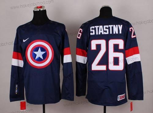 Nike Muž 2015 Tým USA #26 Paul Stastny Captain Amerika Námořnictvo Modrý Dres