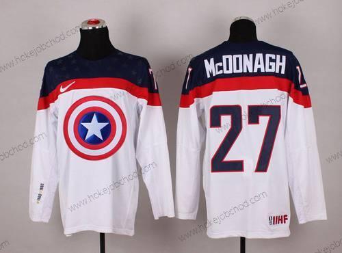 Nike Muž 2015 Tým USA #27 Ryan Mcdonagh Captain Amerika Bílý Dres