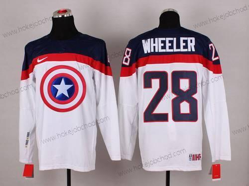 Nike Muž 2015 Tým USA #28 Blake Wheeler Captain Amerika Bílý Dres