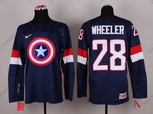 Nike Muž 2015 Tým USA #28 Blake Wheeler Captain Amerika Námořnictvo Modrý Dres